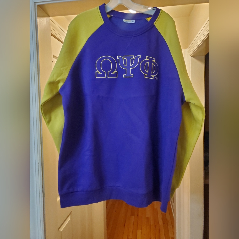 Omega Psi Phi Fraternity Purple and Yellow Crewneck Sweater